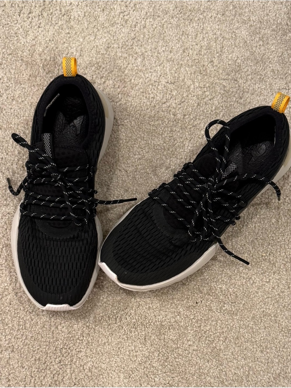 Women’s Sorel Black Athletic Sneakers with Yellow Heel Tab